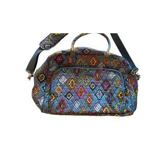 Vera Bradley Quilted Tote in Blue with Multicolor Geometric Print